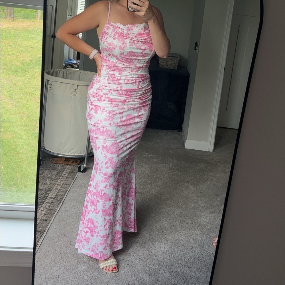 Pink and White Floral Maxi Dress